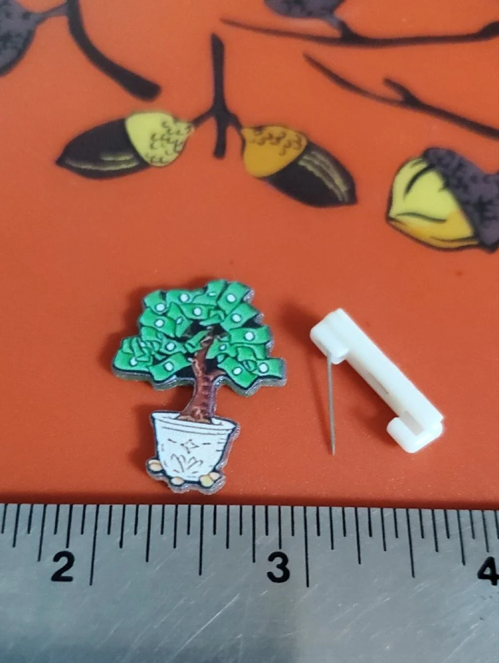 Green Potted Money Tree Acrylic Pin